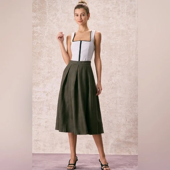 NWT RIHOAS The Grey Square Neck Striped Tank Top Sz L - Picture 3 of 6